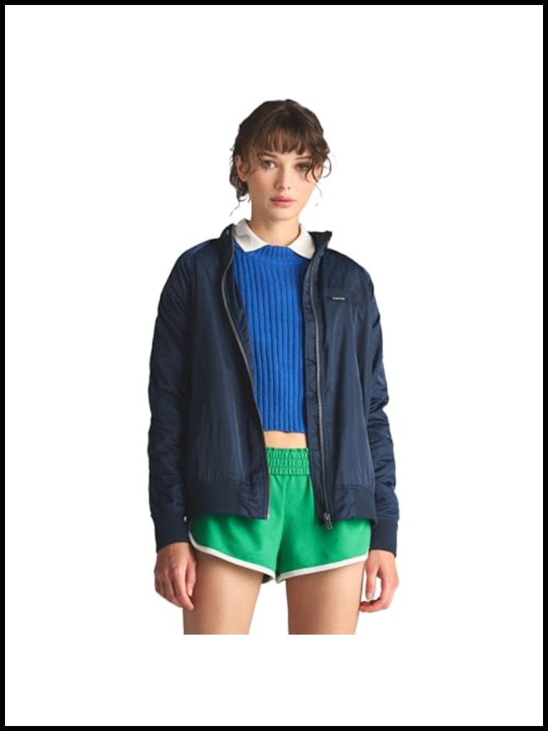 Women's Satin Bomber Jacket With Zipper
